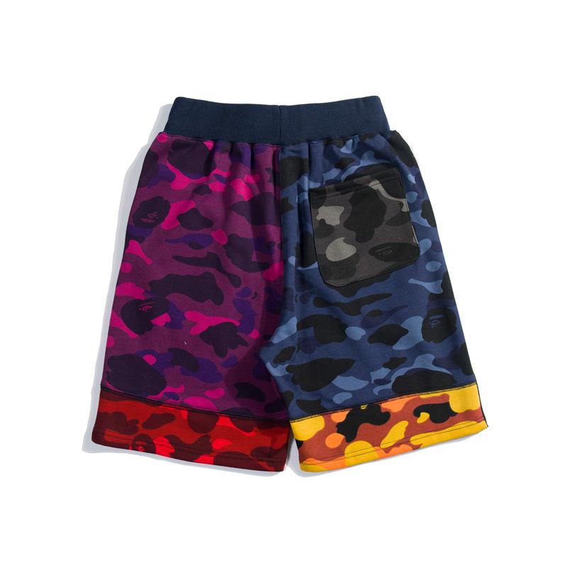 Shark Print Shorts Stitching Shorts Boys Trend Personal Leisure Shorts Fifth Pants Multicolor Camouflage Color Matching Short Pants