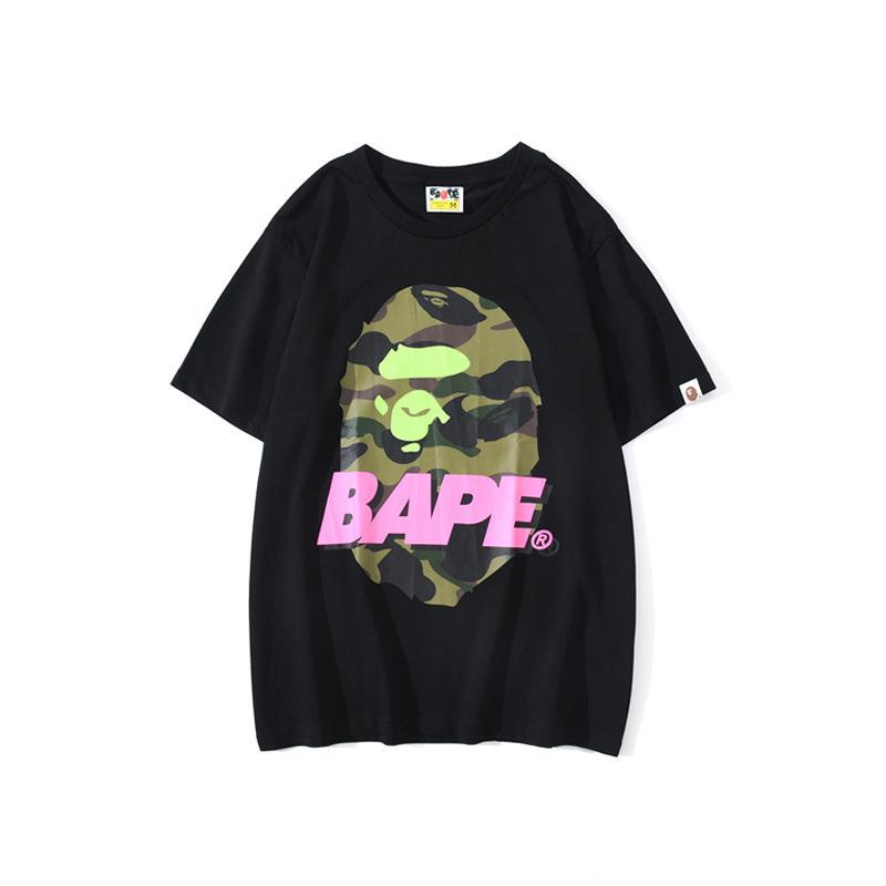 Shark Print T Shirt Summer Camouflage Letters Short Sleeve T-shirt