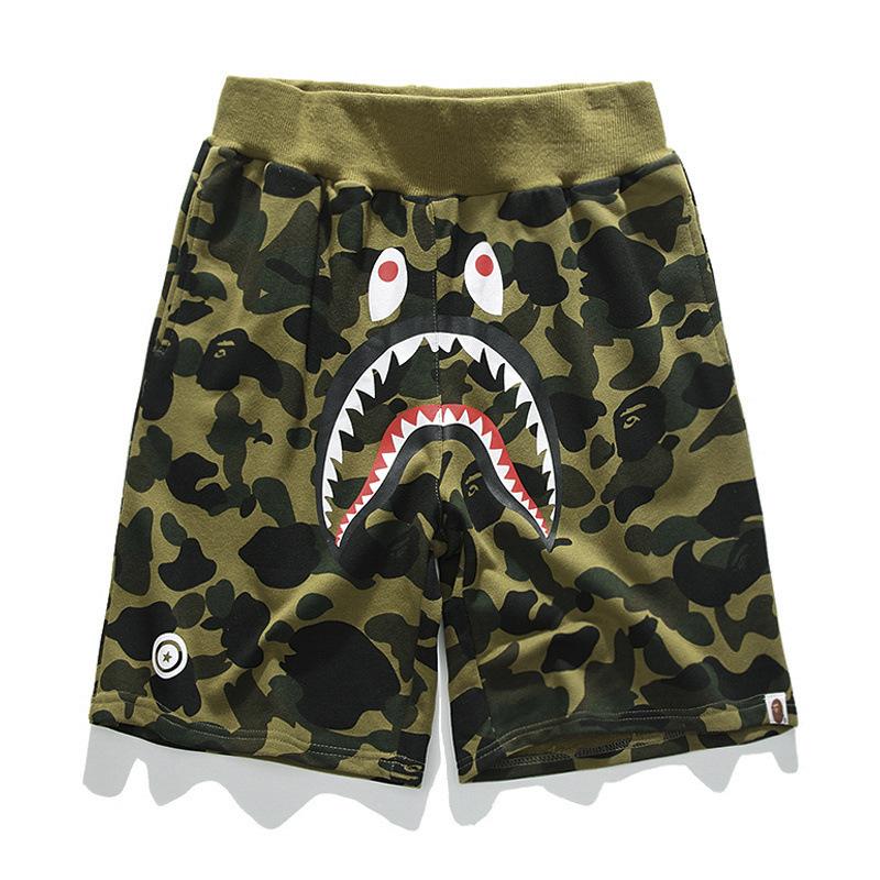 Shark Print Shorts Trendy Brand Camouflage Teeth Printed Men's Cotton Shorts