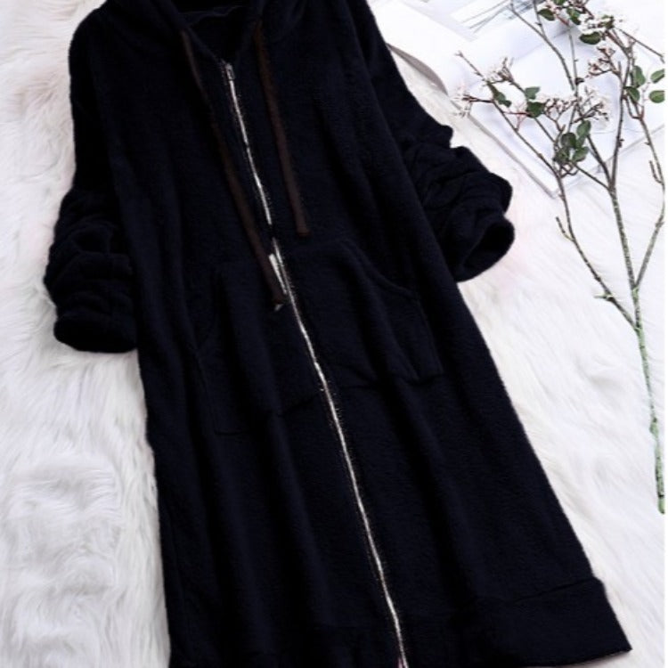 Women Plus Size Tops Long Sleeve Zipper Solid Color Cardigan Jacket