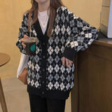 Preppy Aesthetic Outfits Spring and Autumn Loose and Lazy Style Sweater Coat Female Cardigan Top
