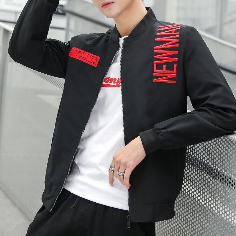 Embroidered Slim Youth Flight Hooded Casual Men's Clothing Men Bomber Jacket