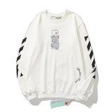 Off White Sweatshirts Long Sleeve round Neck Sweater Autumn Black White round Neck Large Scale Sweater