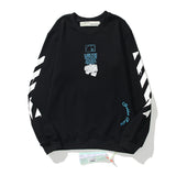 Off White Sweatshirts Long Sleeve round Neck Sweater Autumn Black White round Neck Large Scale Sweater