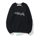 Off White Long Sleeve Round Neck Neck Sweatshirt Ow3d Three-Dimensional Model Terry Round Neck Loose Hip Hop Street Men's Sweater