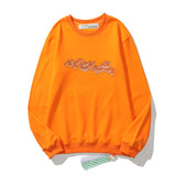Off White Long Sleeve Round Neck Neck Sweatshirt Ow3d Three-Dimensional Model Terry Round Neck Loose Hip Hop Street Men's Sweater
