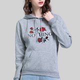 Black Rose Hoodie Casual Hooded Long Sleeve Loose Rose Printed Sweater for Women