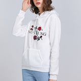 Black Rose Hoodie Casual Hooded Long Sleeve Loose Rose Printed Sweater