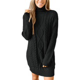 Sweater Dress Outfit With Tights 2 Piece Set Women's Long-Sleeve round-Collar Dress Knitted Pullover Sweater Women