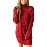 Sweater Dress Outfit With Tights 2 Piece Set Women's Long-Sleeve round-Collar Dress Knitted Pullover Sweater Women