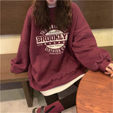 Slogan Graphic Hoodie Crew Neck Loose Women's Sweater