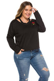 Women Plus Size Tops Round Neck Pullover Fashion Black, Hoodie