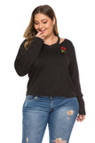 Women Plus Size Tops Round Neck Pullover Fashion Black, Hoodie