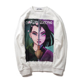 Charlie Luciano Hoodie Mulan Cartoon Print Loose Cotton