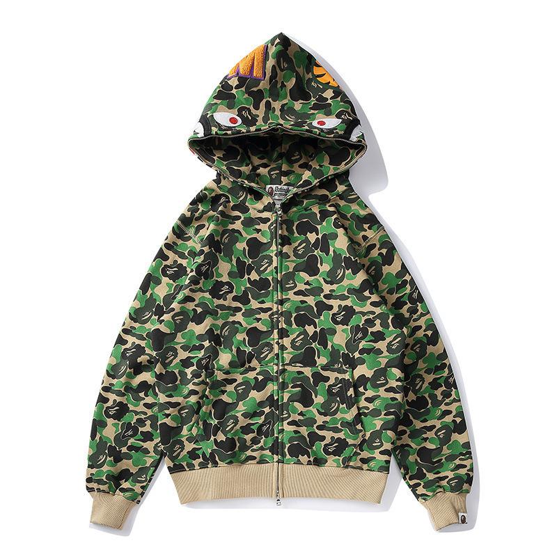 Shark Print Hoodie Spring and Autumn Zipper Hoodie Sweater