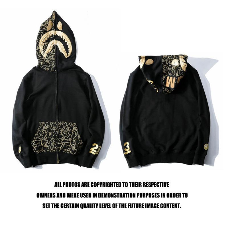 Shark Print Hoodie Autumn Men's Printed Sweater Jacket