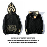 Shark Print Hoodie Autumn Men's Printed Sweater Jacket