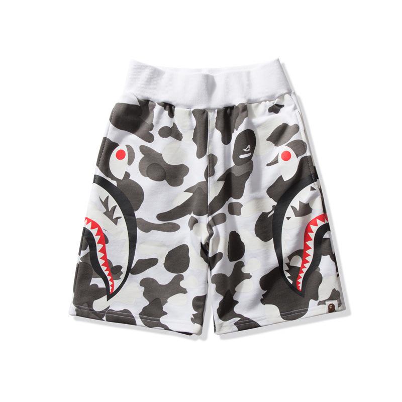 Shark Print Shorts Camouflage Stitching Teeth Pattern Summer Men's Casual Cotton Shorts Fifth Pants