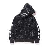 Shark Print Hoodie Autumn Men's Cotton Fashion Brand Shark Patchwork Sweater Zipper Jacket