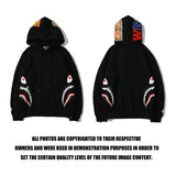 Shark Print Hoodie Hooded Cardigan Zipper Sweater Men's and Women's Pure Cotton