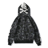 Shark Print Hoodie Autumn Men's Cotton Fashion Brand Shark Patchwork Sweater Zipper Jacket