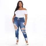 Women Plus Size Jeans Fashion Dark Blue Jeans Skinny Pants Women