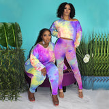 Women Plus Size Co-Ords Tie-Dye Printing Fashion Casual Two-Piece Suit