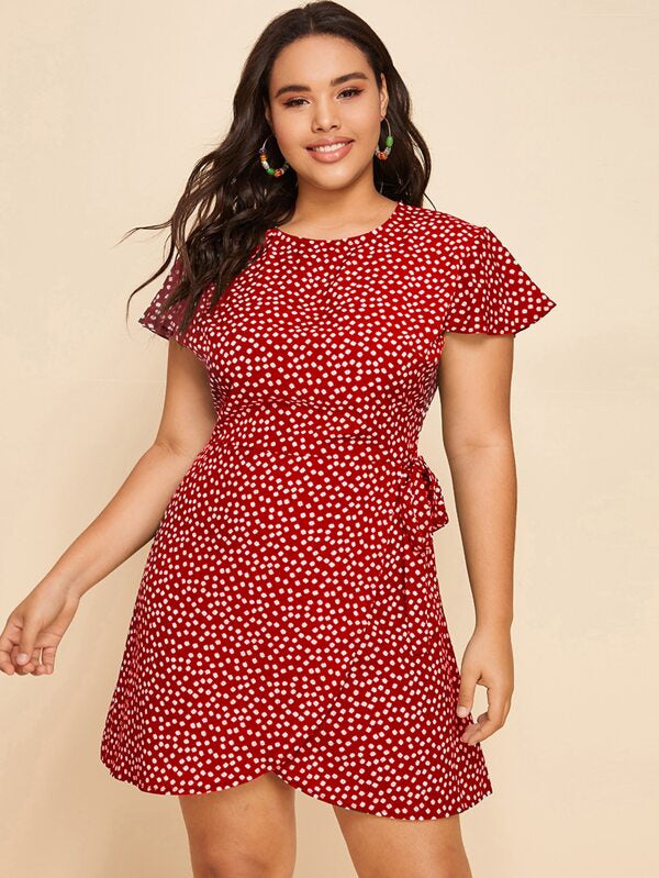 Women Plus Size Mini Dresses Irregular Short Sleeve Dress