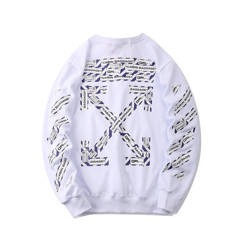 Off White Hoodie Letter Slash Print Ow Pullover Sweater Spring and Autumn Men's Clothing Bottoming Shirt