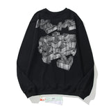 Off White Long Sleeve Round Neck Neck Sweatshirt Ow3d Three-Dimensional Model Terry Round Neck Loose Hip Hop Street Men's Sweater