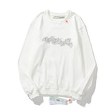 Off White Long Sleeve Round Neck Neck Sweatshirt Ow3d Three-Dimensional Model Terry Round Neck Loose Hip Hop Street Men's Sweater