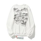 Off White Long Sleeve Round Neck Neck Sweatshirt Ow3d Three-Dimensional Model Terry Round Neck Loose Hip Hop Street Men's Sweater