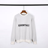 Fog Sweatshirt Male and Female Large Size Loose Chest YarnDyed Alphabet Knitting Crew Neck Pullover Sweater Fear Of God
