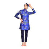 Burkini Swimwear Muslim Fashion Outfits Printed Swimsuit Plus Size Slim Fit Long Sleeve Hat