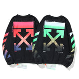 Off White Sweatshirts Long Sleeve round Neck Neck Sweater Autumn and Winter Off Gradient Color Arrow Print round Neck Pullover for Men and Women