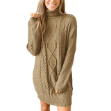 Sweater Dress Outfit With Tights 2 Piece Set Women's Long-Sleeve round-Collar Dress Knitted Pullover Sweater Women