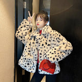 Women Dalmatian Coat Loose Lambswool Women's Imitation Fur Leopard Print