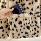 Women Dalmatian Coat Loose Lambswool Women's Imitation Fur Leopard Print