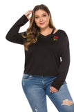 Women Plus Size Tops Round Neck Pullover Fashion Black, Hoodie