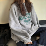 Slogan Graphic Hoodie Crew Neck Loose Women's Sweater