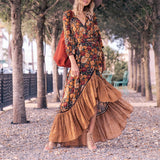 Beth Dutton Bohemian Winter Dress Maxi Dresses Vintage Printed Asymmetric Skirt Dress Maxi Dress
