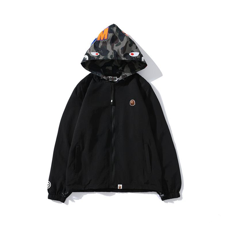 Shark Print Hoodie Autumn and Winter Men's and Women's Shark Head Camouflage Hat Windbreaker Sweater