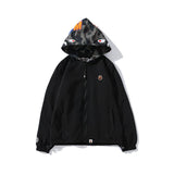 Shark Print Hoodie Autumn and Winter Men's and Women's Shark Head Camouflage Hat Windbreaker Sweater
