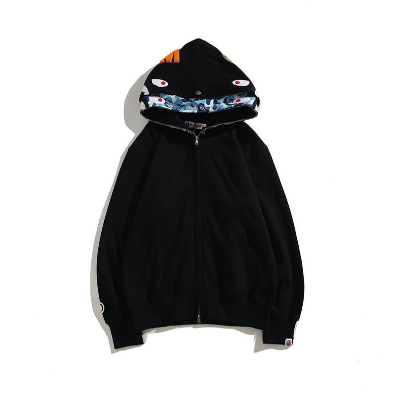 Shark Print Hoodie Camouflage Cardigan Men's and Women's Sweater Hoodie Coat