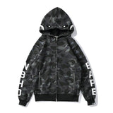 Shark Print Hoodie Autumn Men's Cotton Fashion Brand Shark Patchwork Sweater Zipper Jacket