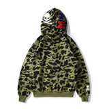 Shark Print Hoodie Men's Hip Hop Shark Head Camouflage Hooded Long Sleeve Cardigan Coat Outerwear
