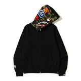 Shark Print Hoodie Autumn and Winter Men's Cotton Hooded Sweater Fleece Jacket