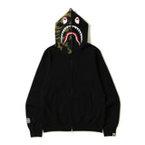 Shark Print Hoodie Autumn and Winter Men's Cotton Hooded Sweater Fleece Jacket