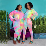 Women Plus Size Co-Ords Tie-Dye Printing Fashion Casual Two-Piece Suit