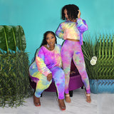 Women Plus Size Co-Ords Tie-Dye Printing Fashion Casual Two-Piece Suit